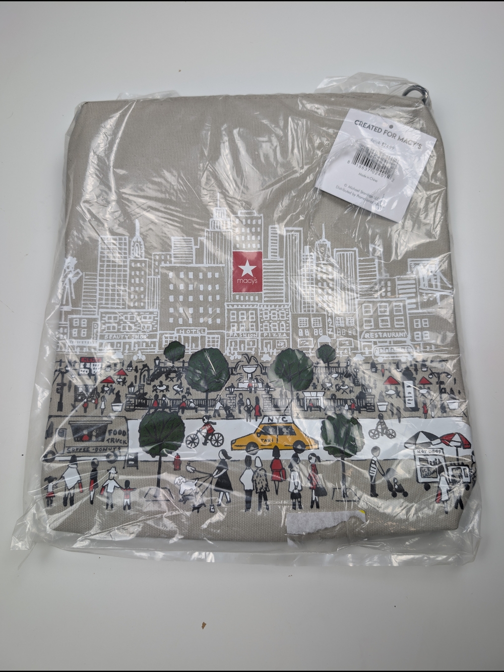 Macy's Michael Storrings NYC Canvas Crossbody Bag NWT City Skyline Tote - Picture 2 of 9